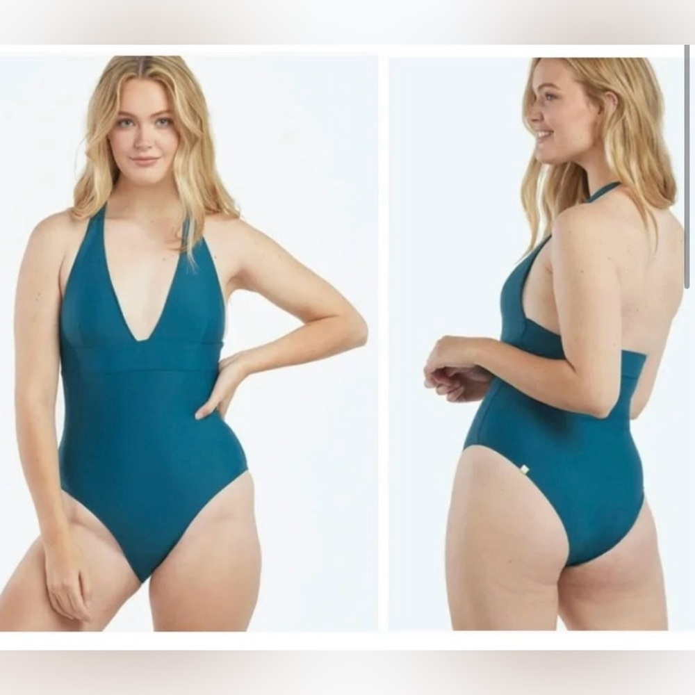 Summersalt The Halter Plunge one piece swimsuit in “seaweed”